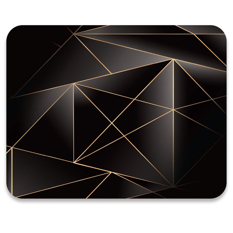 Audimi Mouse Pad Medium Mouse Mat Anti-Slip Base for PC Office Working Gaming, Golden Lines Triangle - Image 1